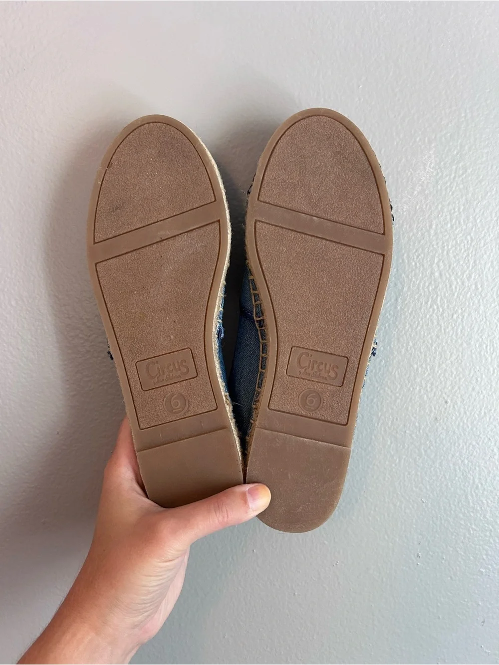 Circus by Sam Edelman Denim Blue Espadrilles with Black Jeweled Toe